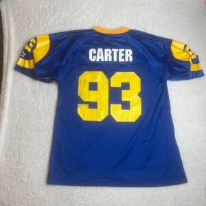 Vintage‎ Kevin Carter men blue yellow St. Louis rams starter jersey nfl #93 xl